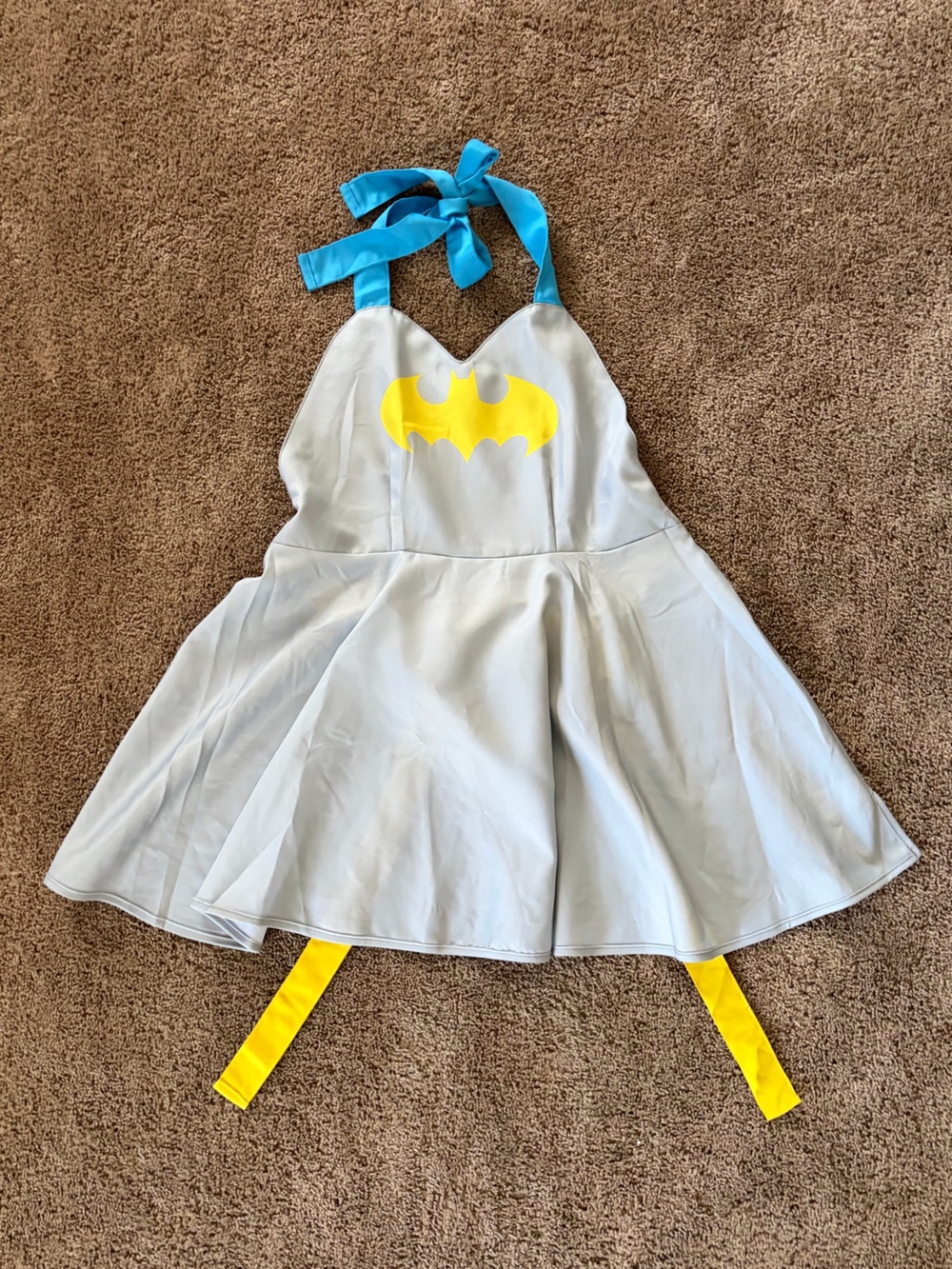 Batman Light Gray Apron  with Yellow Emblem and Blue Straps